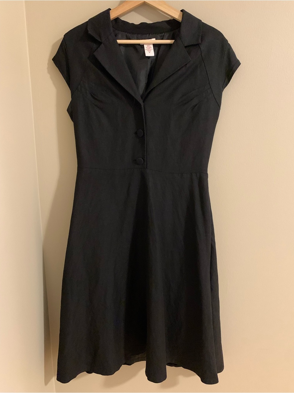 Izod Black Collared Fit-and-Flare Midi Dress